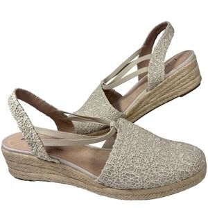 Lifestride Katrina 2‎ Espadrille wedge black lace Sz 11W slingback Women Sandals